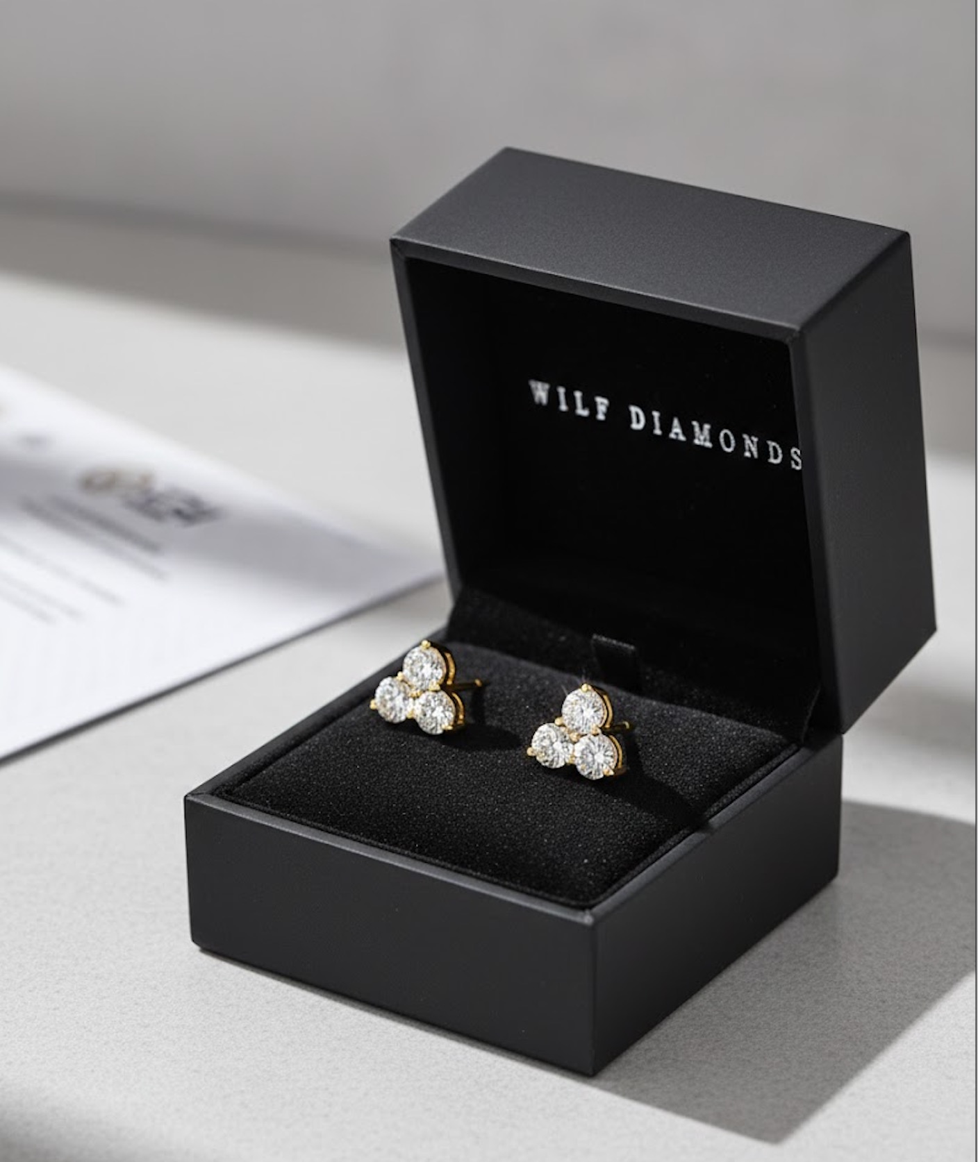 Prabangūs trikampiai 18 karatų aukso auskarai su 1.26 ct deimantais