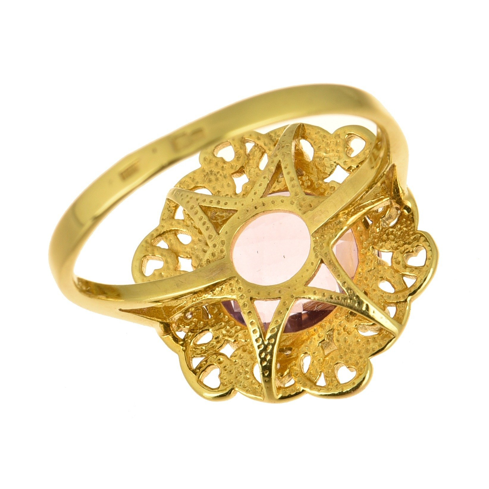 Prabangus 14 karatų geltono aukso žiedas, dekoruotas vienu 2.50 ct fantazinio šlifavimo ametistu ir šešiais briliantinio šlifavimo deimantais - Image 6