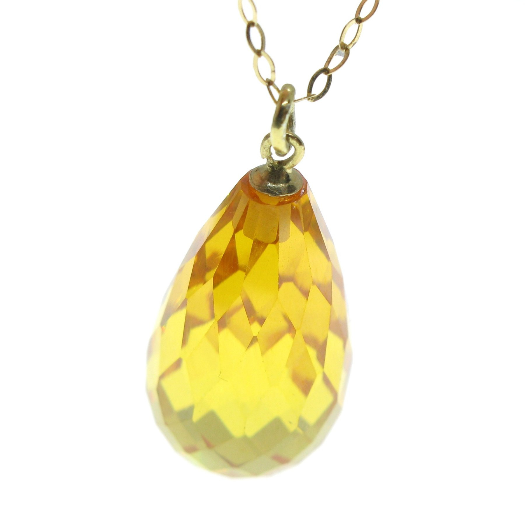18 karatų geltono aukso vėrinys su pakabučiu, inkrustuotu 40.00 ct lašo formos facetuotu citrinu