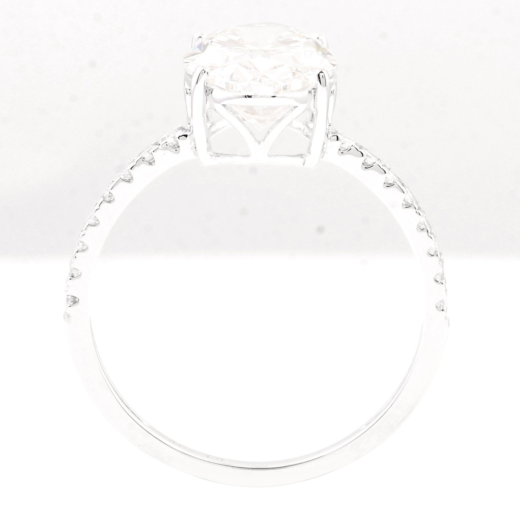 Prabangus 14 karatų baltojo aukso žiedas su 2.97 ct laboratoriniais deimantais - Image 4