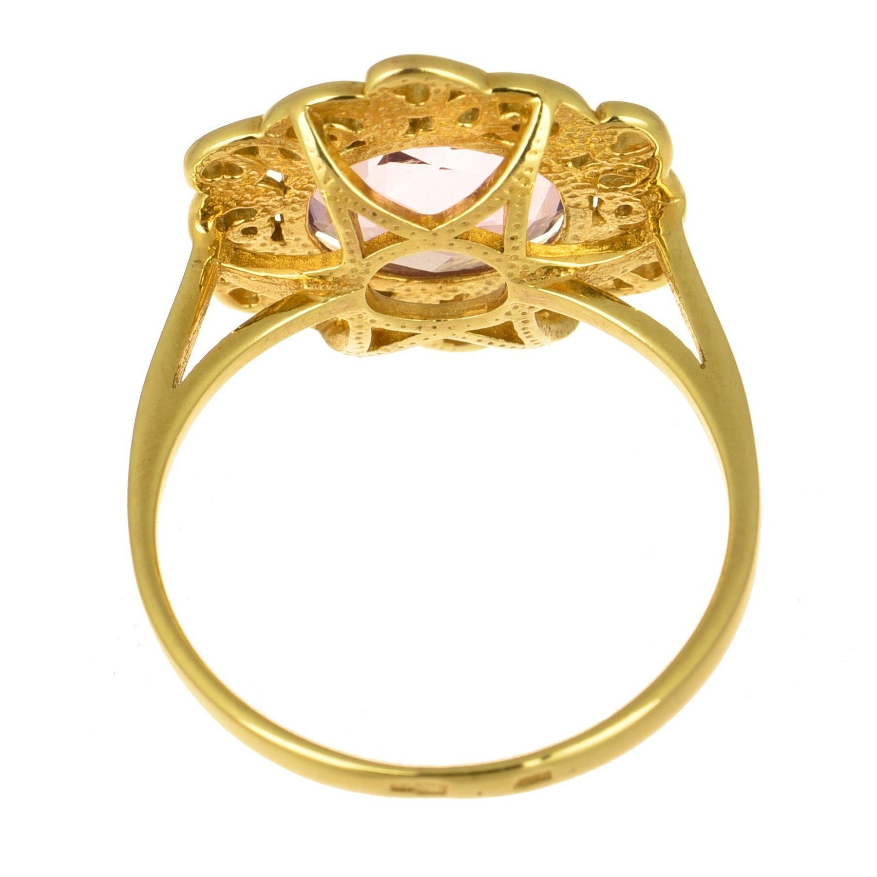 Prabangus 14 karatų geltono aukso žiedas, dekoruotas vienu 2.50 ct fantazinio šlifavimo ametistu ir šešiais briliantinio šlifavimo deimantais - Image 5