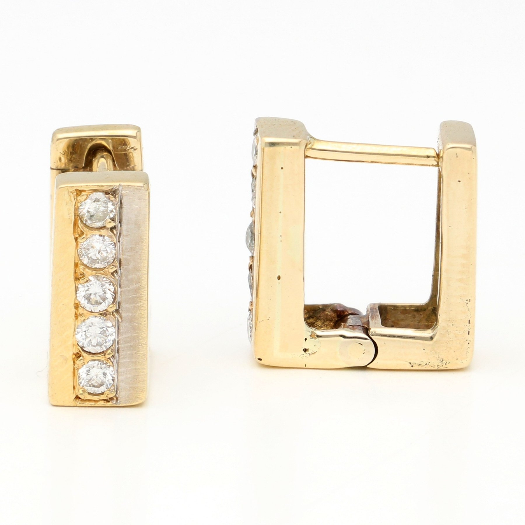 14 karatų dviejų spalvų aukso auskarai su 0,30 ct deimantais (dėvėti) - Image 6