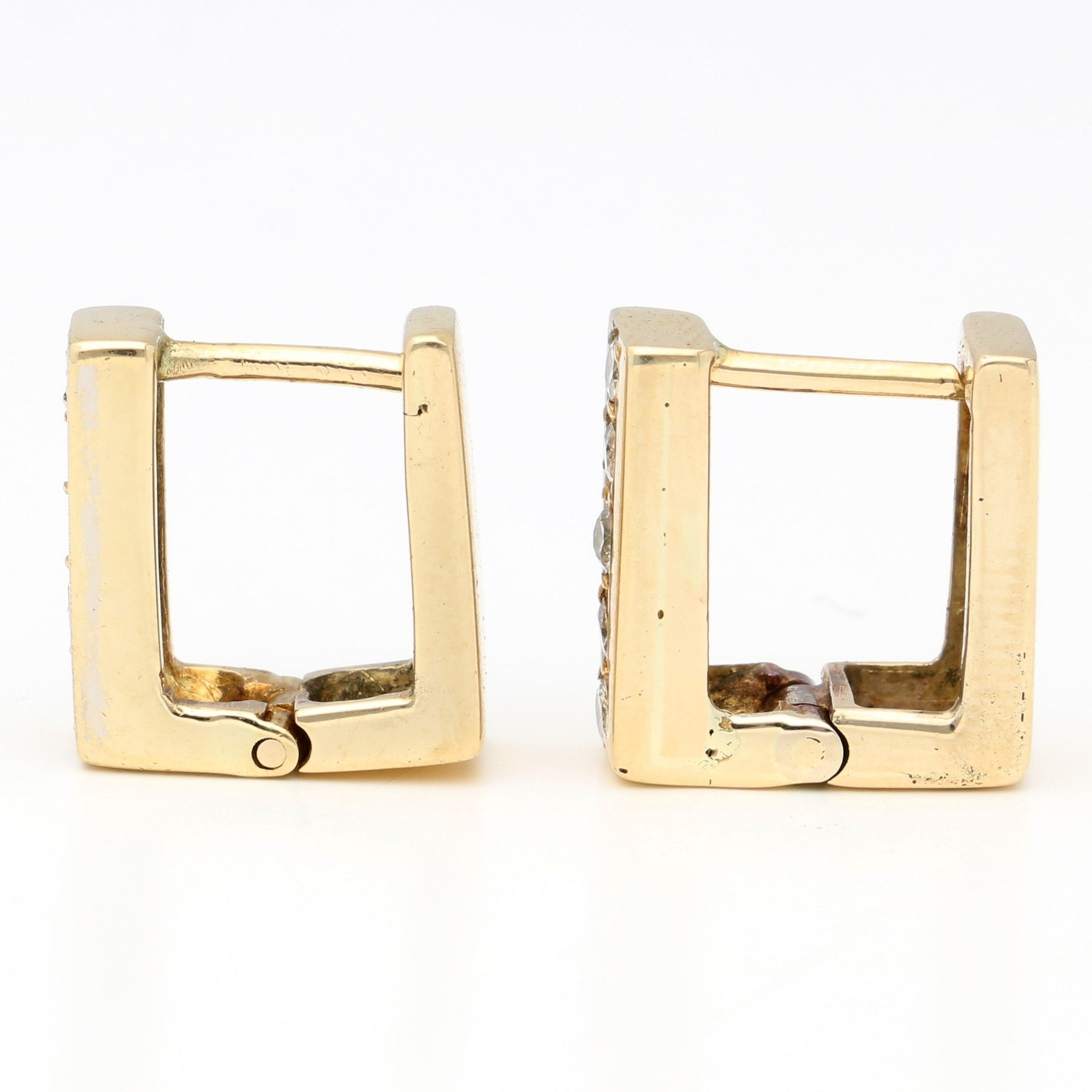 14 karatų dviejų spalvų aukso auskarai su 0,30 ct deimantais (dėvėti) - Image 4