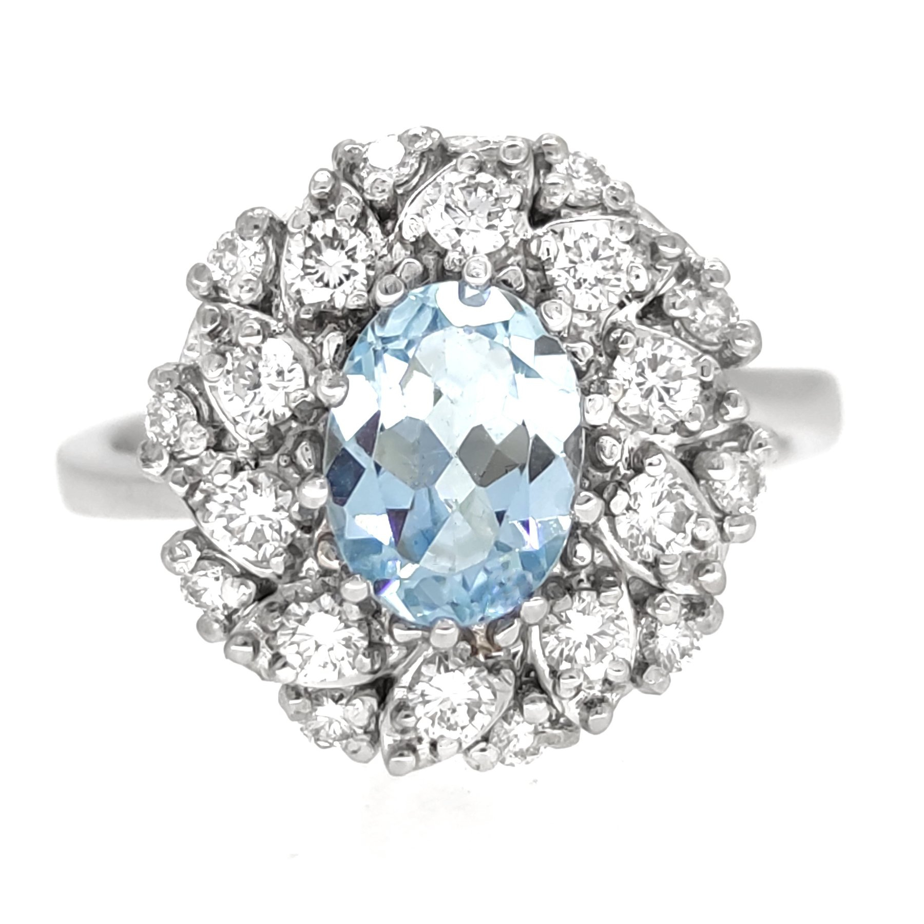 18 karatų baltojo aukso žiedas su 1,50 ct akvamarinu ir 0,44 ct deimantais - Image 8