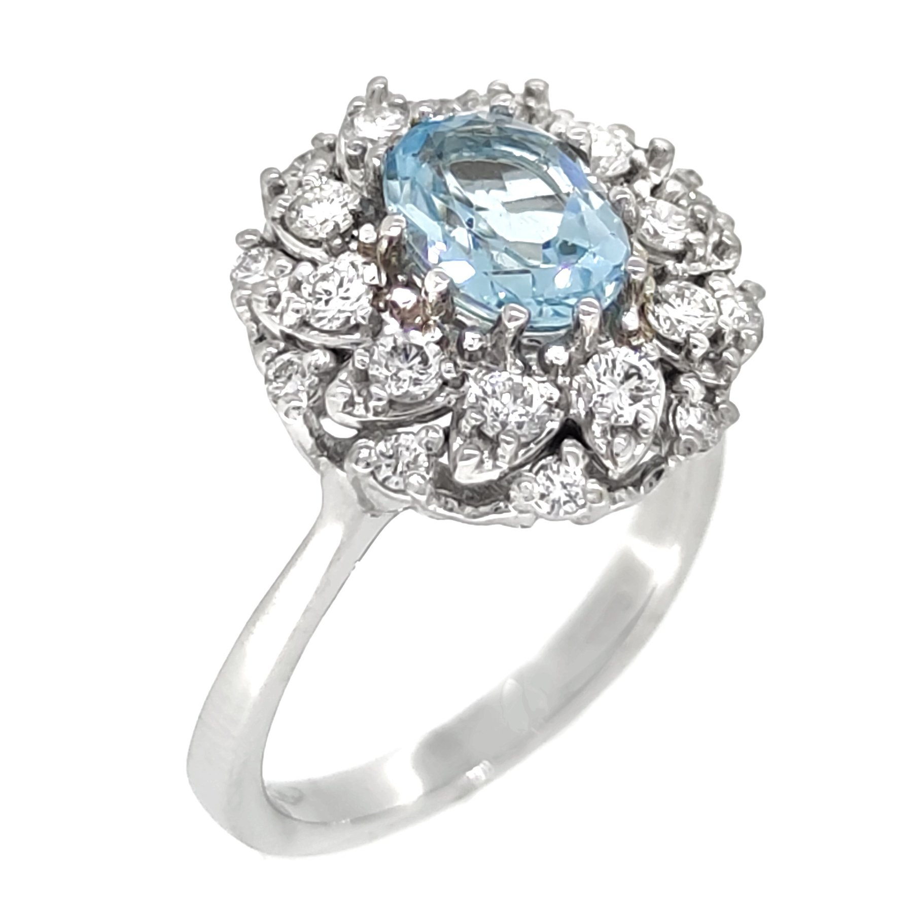 18 karatų baltojo aukso žiedas su 1,50 ct akvamarinu ir 0,44 ct deimantais - Image 5