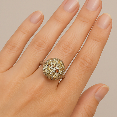 14 kt baltasis auksas su 2,85 ct natūraliais deimantais (Fancy geltonos–rudos spalvos) — Deimora papuošalai