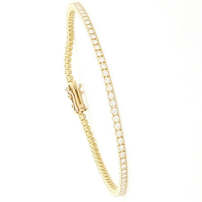 14 kt. Geltonojo aukso Tennis apyrankė su 2.00 ct deimantais