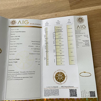 14 kt. Geltonojo aukso Tennis apyrankė su 2.00 ct deimantais — Deimora papuošalai