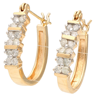 14 kt. auksiniai auskarai su 0.48 ct Deimantais