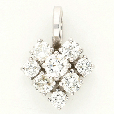 18 karatų baltojo aukso širdelės formos pakabukas su 0,54 ct deimantais