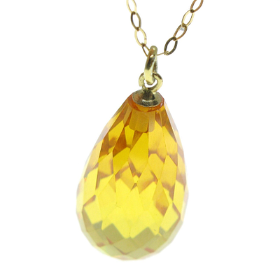 18 karatų geltono aukso vėrinys su pakabučiu, inkrustuotu 40.00 ct lašo formos facetuotu citrinu