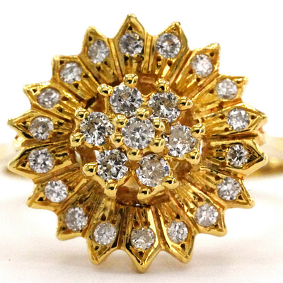 Prabangus ir elegantiškas 18 kt. Geltonojo aukso žiedas su 0.32 ct deimantais