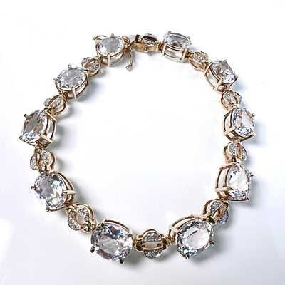 Prabangi 9 karatų (375 prabos) geltonojo aukso apyrankė su 0.40ct deimantais