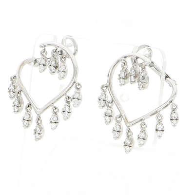 Prabangūs 18 karatų baltojo aukso rankų darbo auskarai su deimantais