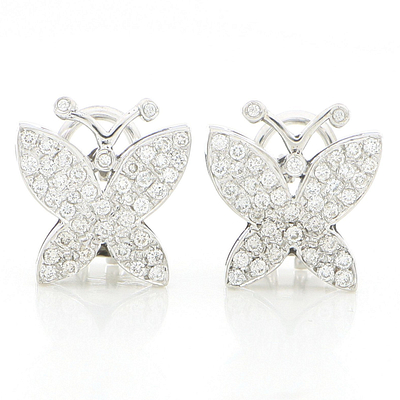 1,60 ct deimantų auskarai "Drugeliai" – 18 karatų baltasis auksas