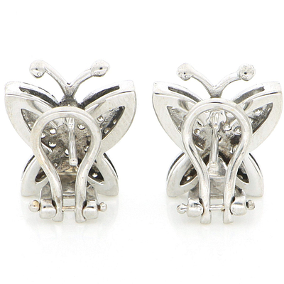 1,60 ct deimantų auskarai „Drugeliai” – 18 karatų baltasis auksas — Deimora papuošalai