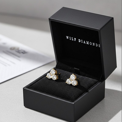 Prabangūs trikampiai 18 karatų aukso auskarai su 1.26 ct deimantais