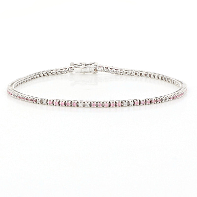 18 kt. baltojo aukso teniso apyrankė su safyrais ir deimantais