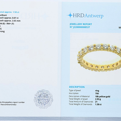 Prabangus 18 kt. geltono aukso žiedas su 1.58 ct natūraliais deimantais — Deimora papuošalai