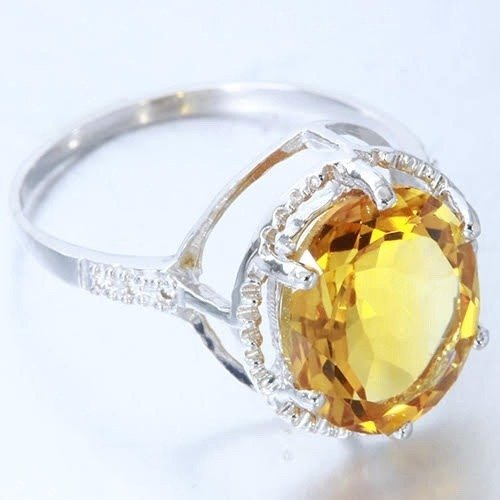 Išskirtinio dizaino 14 karatų baltojo aukso žiedas su 5.00 ct ovalo formos citrinu ir 6 briliantinio šlifavimo deimantais - Image 6