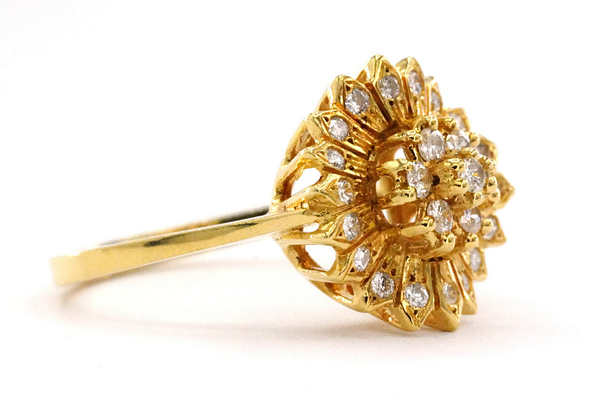 Prabangus ir elegantiškas 18 kt. Geltonojo aukso žiedas su 0.32 ct deimantais - Image 5