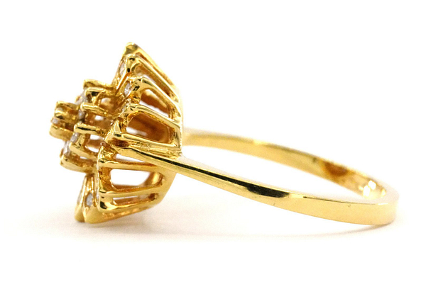 Prabangus ir elegantiškas 18 kt. Geltonojo aukso žiedas su 0.32 ct deimantais - Image 2