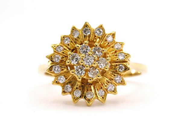 Prabangus ir elegantiškas 18 kt. Geltonojo aukso žiedas su 0.32 ct deimantais - Image 7