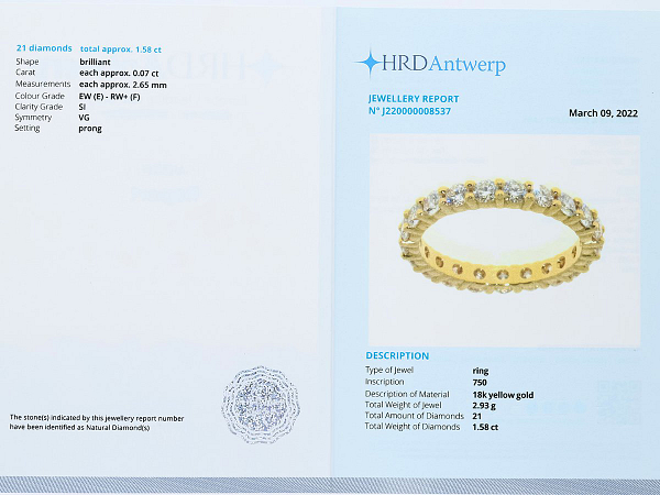 Prabangus 18 kt. geltono aukso žiedas su 1.58 ct natūraliais deimantais - Image 2