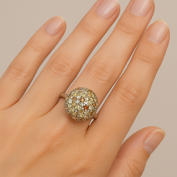 14 kt baltasis auksas su 2,85 ct natūraliais deimantais (Fancy geltonos–rudos spalvos) - Image 2