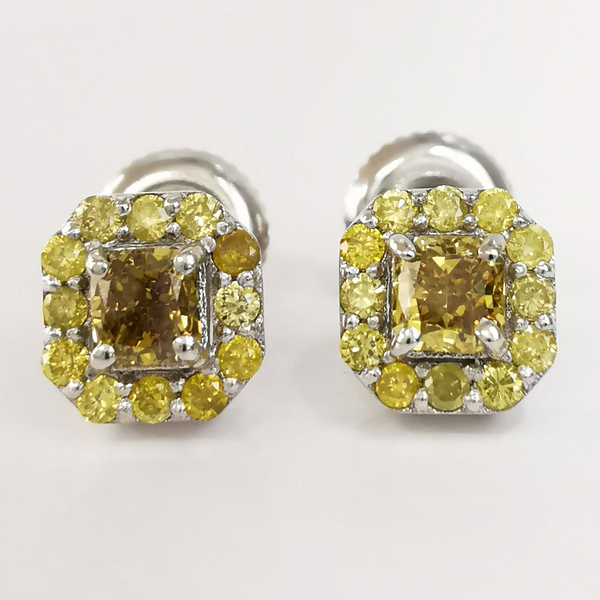 Prabangūs 14 karatų baltojo aukso auskarai su 0.52 ct Fancy Vivid Yellow Deimantais - Image 9