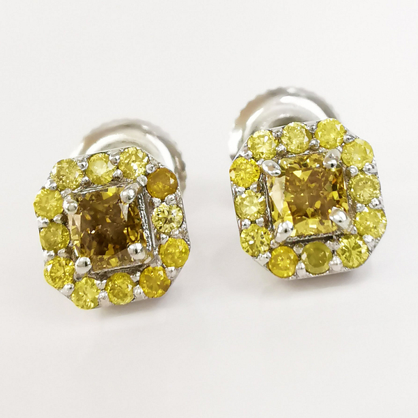 Prabangūs 14 karatų baltojo aukso auskarai su 0.52 ct Fancy Vivid Yellow Deimantais - Image 8