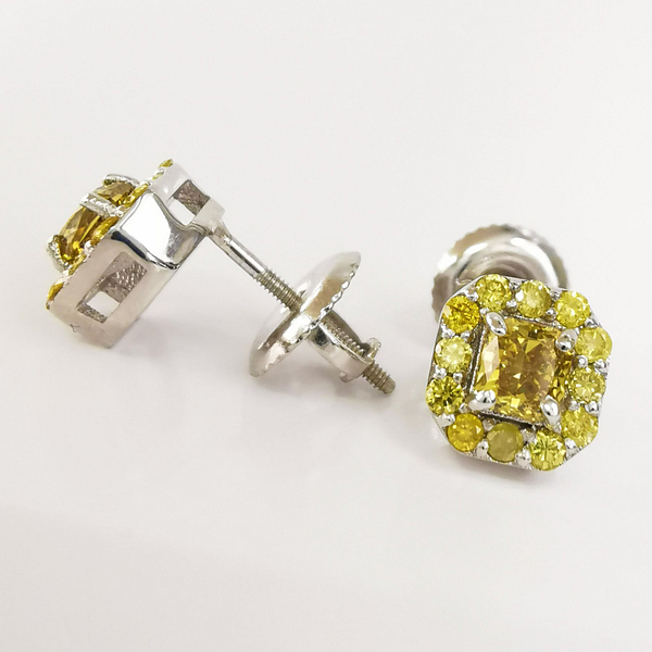 Prabangūs 14 karatų baltojo aukso auskarai su 0.52 ct Fancy Vivid Yellow Deimantais - Image 6