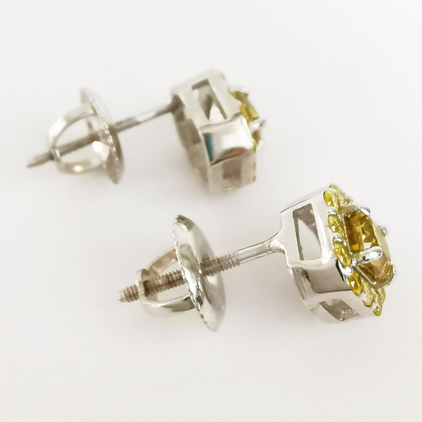 Prabangūs 14 karatų baltojo aukso auskarai su 0.52 ct Fancy Vivid Yellow Deimantais - Image 5