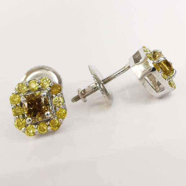 Prabangūs 14 karatų baltojo aukso auskarai su 0.52 ct Fancy Vivid Yellow Deimantais - Image 3