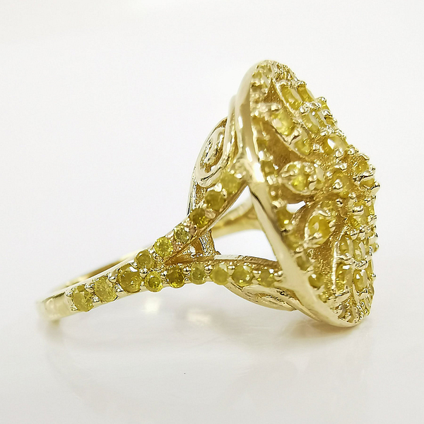 Prabangus 14 karatų geltono aukso žiedas, inkrustuotas 98 apvalaus briliantinio šlifavimo 1.65ct natūraliais geltonais deimantais - Image 8
