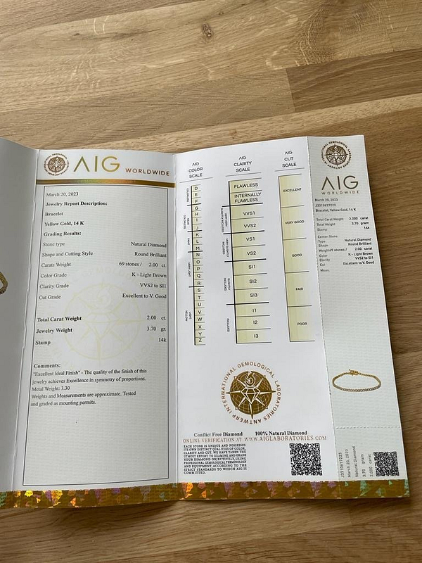 14 kt. Geltonojo aukso Tennis apyrankė su 2.00 ct deimantais - Image 2