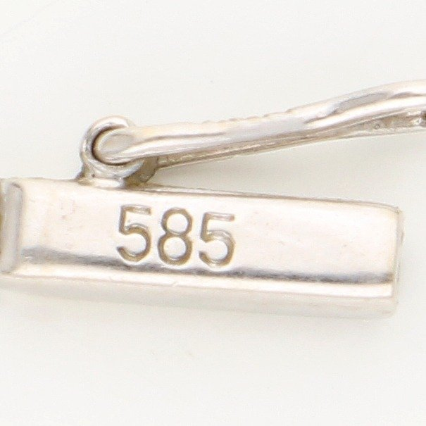 14 karatų baltojo aukso vintažinis kaklo papuošalas su 0,05 ct deimantais - Image 2